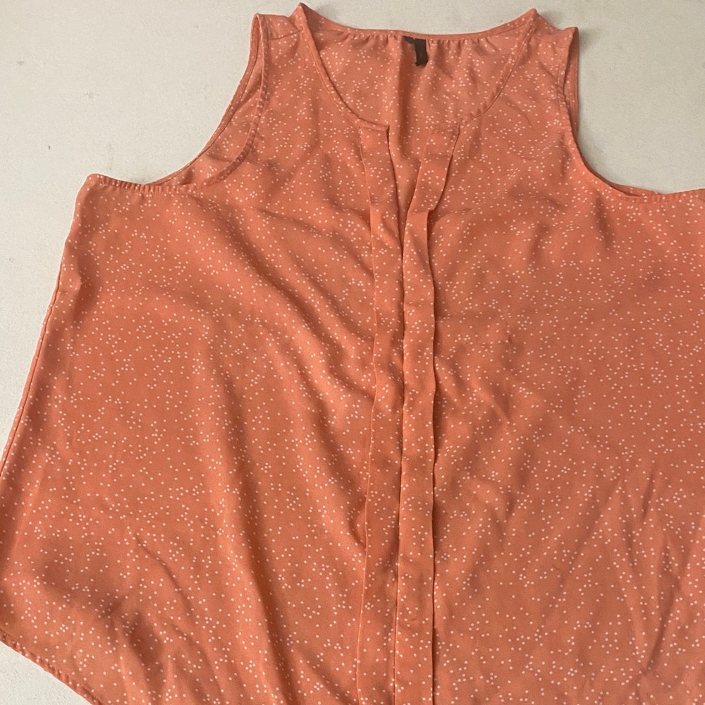 Maurices Sleeveless Peach Blouse with White Dots